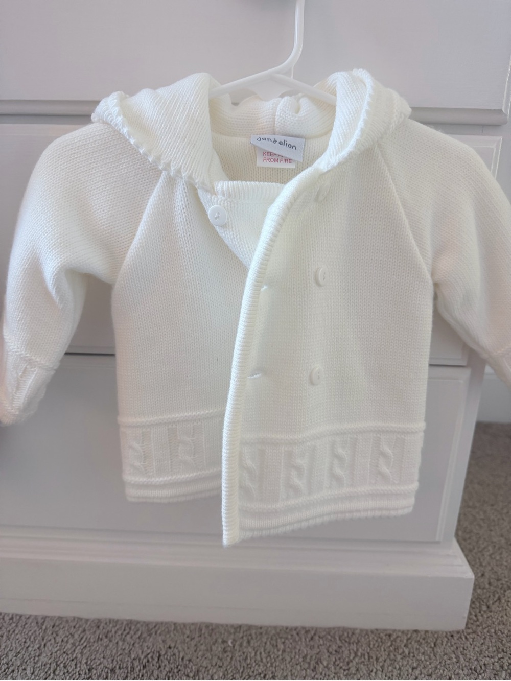 White Hooded Baby Knit Jacket